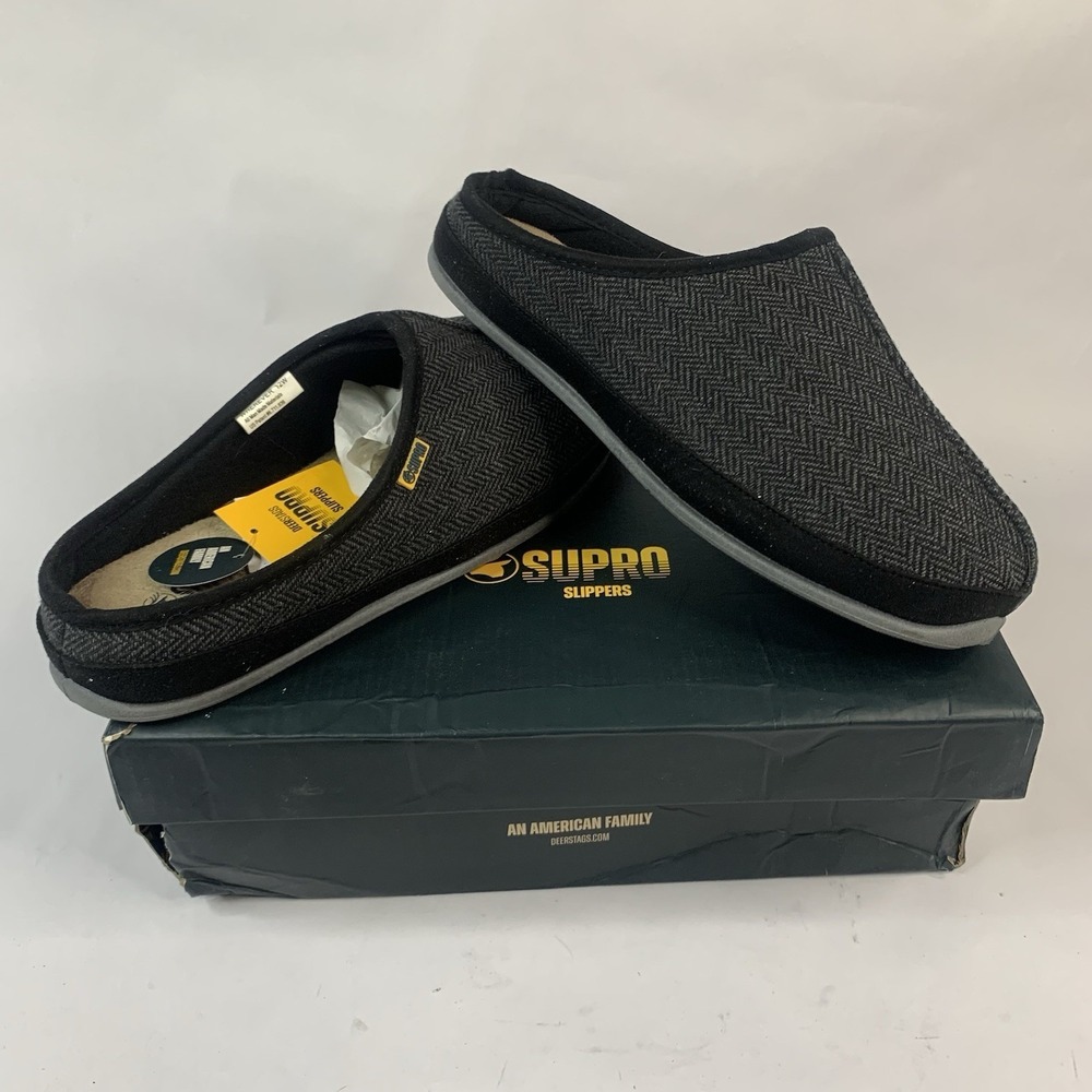 Deer Stags Indoor/Outdoor Wherever Slipperooz Slipper Black Twed Men's Size 12 W